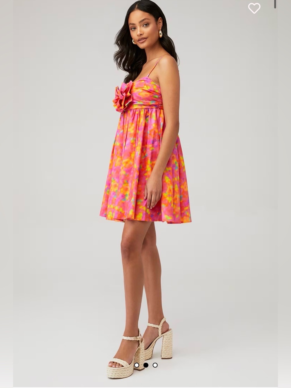 Amur CAMREIGH FLOWER MINI DRESS floral Pink & Orange Ruffled Sundress - Picture 3 of 9